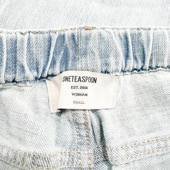 One Teaspoon Shabbies Carpenter Style Light Wash Drawstring Denim Jeans Size S - Picture 6 of 9